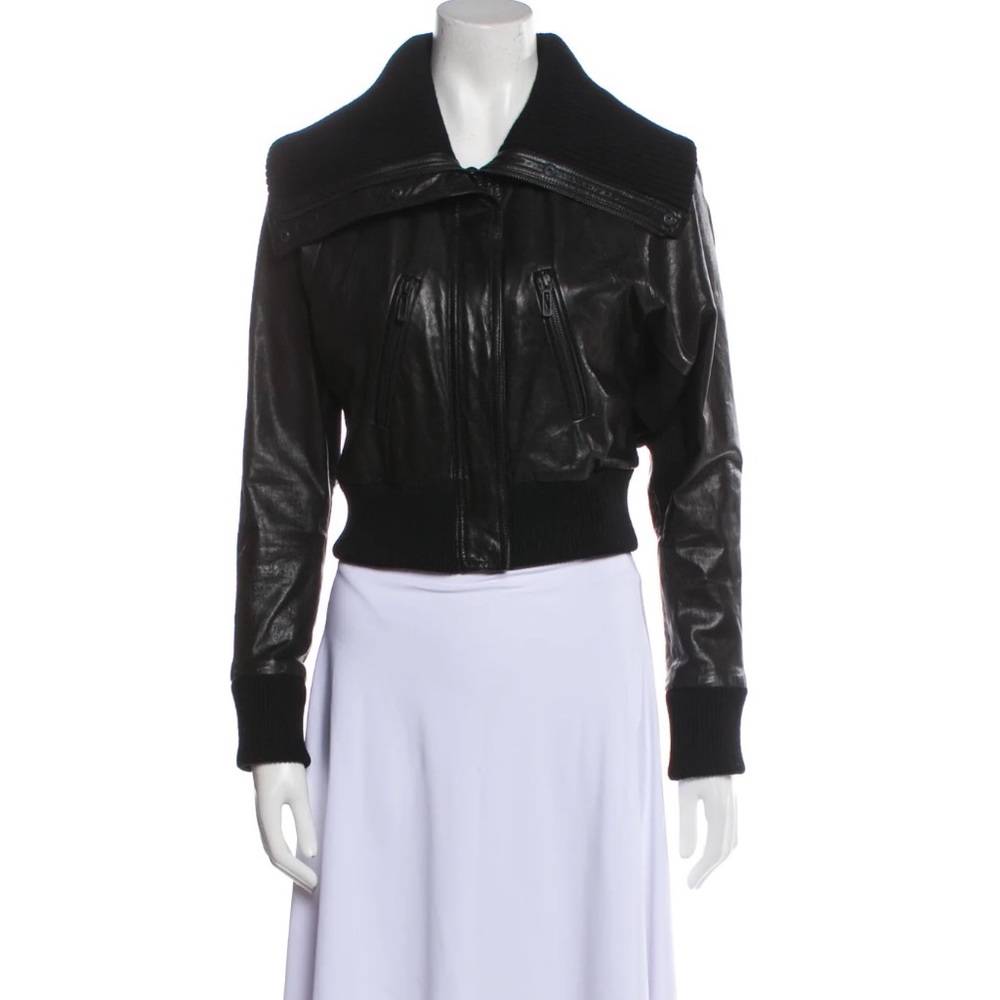 Vince black leather biker jacket xs